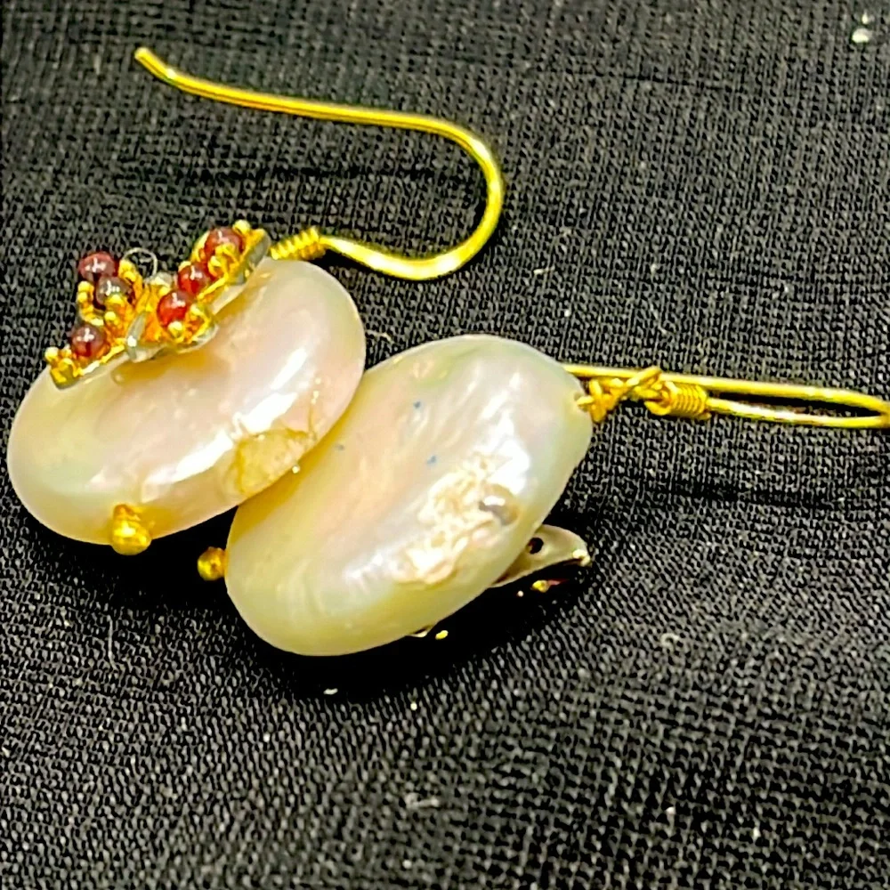 Garnet Pearl 14KGP Earrings